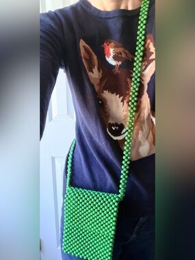 Green Beaded Crossbody Purse
